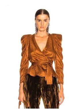 A.L.C. Palermo 100% Silk Wrap Blouse – Copper/Rust Size 6